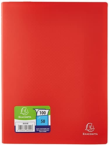 Image of Exacompta - Ref 8555E - Soft PP Display Book - Suitable for A4 Documents, Made from Polypropylene, Lightweight, 50 Pockets, 100 Viewing Pages - Red Cover
