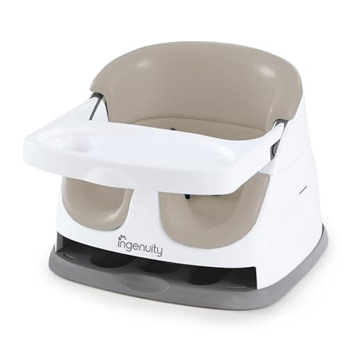 Image of Ingenuity, Baby Base 2-in-1 Seat, Cashmere, Booster Chair, Dining and Feeding Seat for Toddlers, Easy to Clean with Removable and Self-Storing Tray, Ages 6 Months+