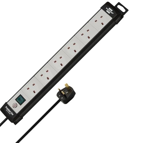 Image of Brennenstuhl Premium-Line extension socket 6-way 5m 05VV-F 3G1,25 black/lightgrey with plug *GB*
