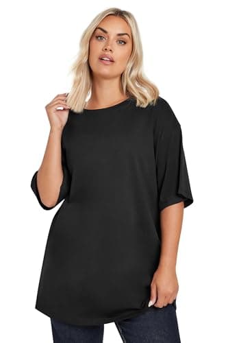 Image of Yours Curve Relaxed Longline T-Shirt - Women's - Plus Size Curve Black