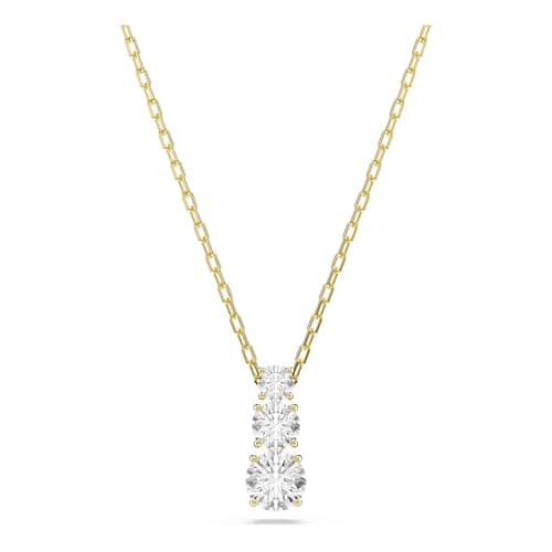 Image of Swarovski Stilla Attract Pendant Necklace, Clear Round-Cut Crystals in a Gold-Tone Finished Setting, Part of the Stilla Collection