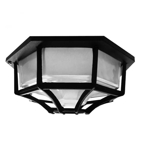 Image of Searchlight 2942BK Hexagonal 6 sided Black IP44 Flush Porch/Outdoor Wall or Ceiling Lantern Light/Lighting
