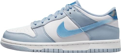 Image of Nike Boys' Dunk Low SE Sneakers, Blue Whisper White Hyper Royal, 7 Big Kid