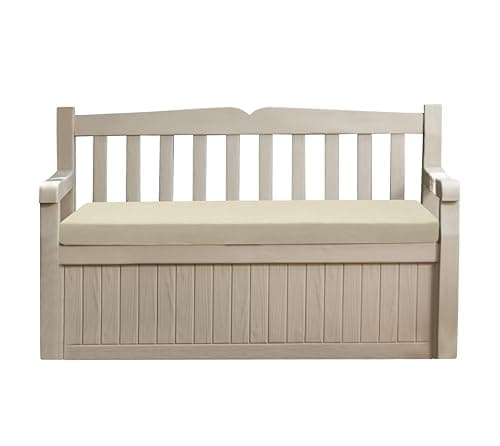 Image of Sapphire Collection Premium Outdoor Bench Seat Pad | Water Resistant Cushion for Iceni & Eden Storage Benches 128x50cm | Comfortable Patio Furniture Swing Bench Pads (Cream)