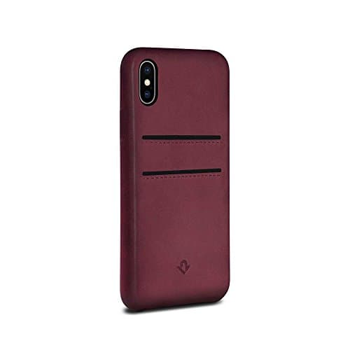 Image of Twelve South Relaxed Leather Case for iPhone X/Xs | Hand Burnished Leather Wallet Shell (marsala)