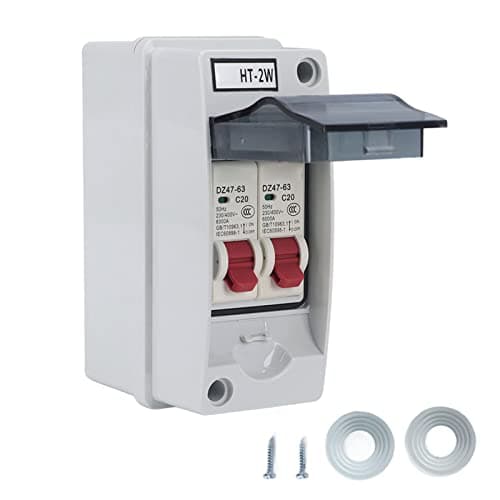 Image of Baxnore Distribution Box, IP65 Water Proof Enclosure, 2 Way Circuit Breaker Box, MCB C Type Distribution Container, Protection Circuit Box for Outdoor (C20+C20)