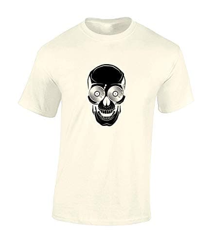 Image of JLB Print Skull Turntable Music Fan Premium Quality Regular Fit T-Shirt Top for Men and Teens - Natural/M