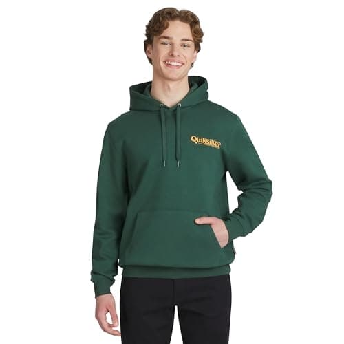 Image of Quiksilver Men's Regular Fit Super Soft Fleece Midweight Pullover Hooded Sweatshirt (S-XXL), Green Topiary, XL