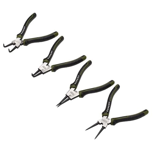 Image of Draper Expert Circlip Pliers 4 Piece Set | 180mm Internal & External, Straight/Bent Tip Snap Ring Pliers | Heavy Duty Chrome Vanadium Steel Hand Tools