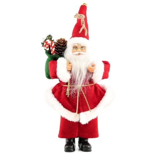 Image of The Magic Toy Shop Standing Santa Claus Figure 10" - Suitable for Standing or Hanging - Father Christmas Figures Christmas Ornaments for the Home Christmas Hanging Ornament Xmas Decorations