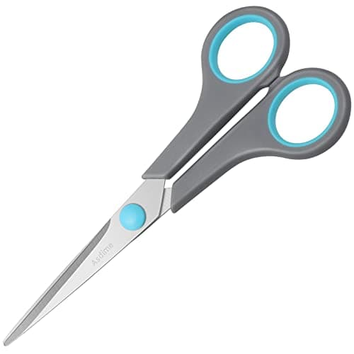 Image of Asdirne Scissors, Stainless Steel Blades, Soft Grip Handle, Suitable for Households,Offices and Schools, All Purpose, Blue/Grey, 16.2 cm