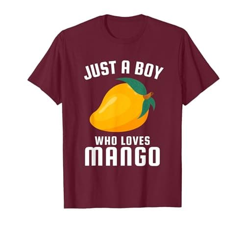 Image of Just a Boy Who Loves Mango T-Shirt, Men, Burgundy, Small