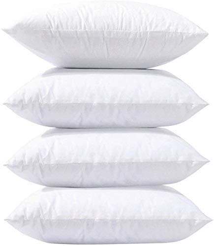 Image of SYSN Cushion Inner Pads (Pack of 4) White Bounce Back 18x18 Cushion Inserts (45x45 cm) - Hollow Virgin Fiber Fillers For Decorative Scatters in Bed Sofa Outdoor with Stuffing