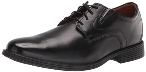 Image of Clarks Men's Whiddon Plain Oxford Flat, Black Leather, 11 UK