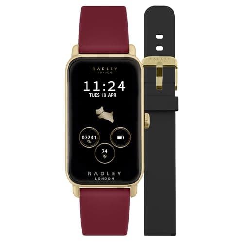 Image of RADLEY Ladies Series 21 Smart Cranberry Red Lozenge Silicone Strap Watch with Interchangeable Black Strap