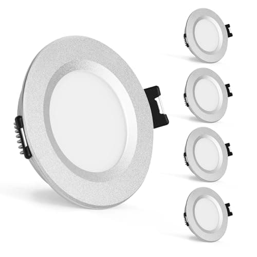 Image of Gr4tec 12V LED Downlights Ceiling Alu, 4 X 3W Campervan Lights 3000K Warm White 84Ra, IP44 Waterproof 12V Spot Lights, Φ58-62mm Hole, LED Recessed Ceiling Lights Silver for Van Motorhome Boat Caravan