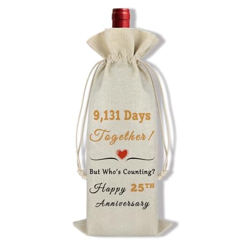 Image of 25th Anniversary Wine Bag Gifts for Him Her Couple 25 Years Wedding Anniversary Wine Bottle Bag Gifts for Couples Parents Husband Wife Happy 25thAnniversary Decorations