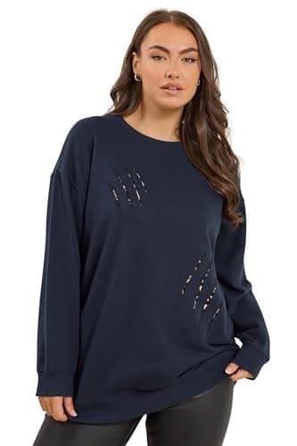 Image of Yours Curve Blue Leopard Slash Sweatshirt - Women's - Plus Size Curve