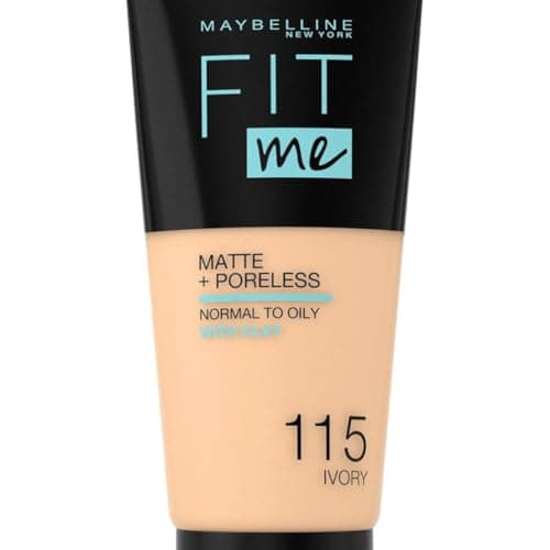 Image of Maybelline Fit Me Foundation, Lightweight Medium Coverage, Blendable With a Matte and Poreless Natural Finish, For Normal to Oily Skin, Shade: 115 Ivory, 30ml