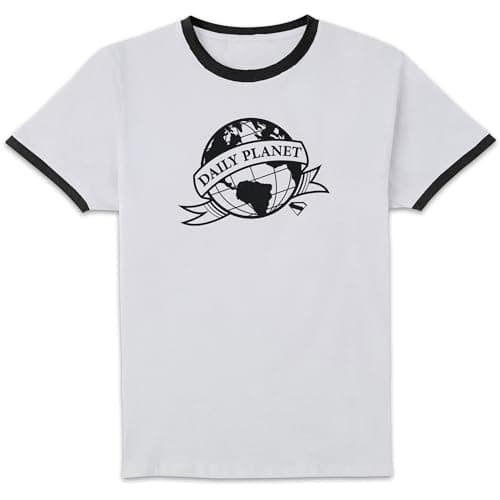 Image of DC Comics Superman Daily Planet Unisex Ringer T-Shirt - White/Black M