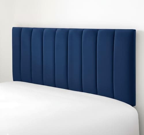 Image of SK Stores Luxury Portland Headboard Elegant design Plush Velvet 20" Divan Bed | Upholstered Padded Headboard for Divan Beds, Bedroom and Hotel Furniture (5Ft King - Blue)