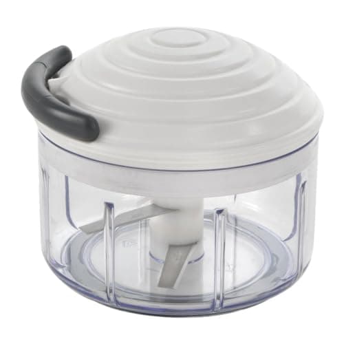 Image of Metaltex Rotomac Herb and Vegetable Manual Chopper with Moveable Blades, Metal, White, 5.51 x 5.51 x 4.72 cm