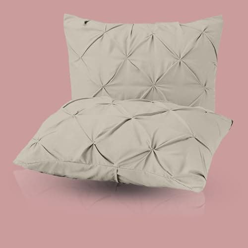 Image of eBeddy Linens King Egyptian Cotton Silver Grey Pinch Pleated Pintuck Pillow Sham Set of 2, 20x40 - Soft, Breathable & Durable Premium Bedding for Ultimate Comfort – Elegant & Luxurious Design