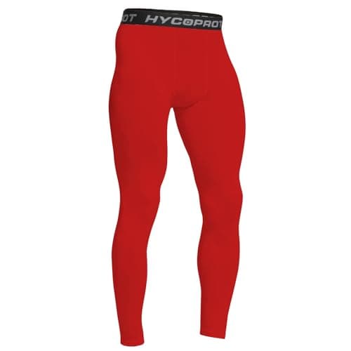 Image of HYCOPROT Men's Running Leggings Compression Trousers Athletic Tight Base Layer Pants for Workout Sports Yoga Basketball (Red, L)