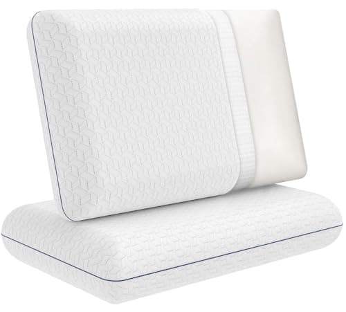 Image of Ecosafeter High Density Memory Foam Pillow - Ergonomic Neck Support Pillow Removable Washable Cover for Back Side Stomach Sleepers Deep Sleep