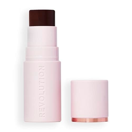 Image of Revolution, Skin Silk Bronzer Stick, Buildable Colour for Cheek, Eye, & Lip, Cream-to-Powder Formula, Vegan & Cruelty-Free, Deep Mocha, 4.5g