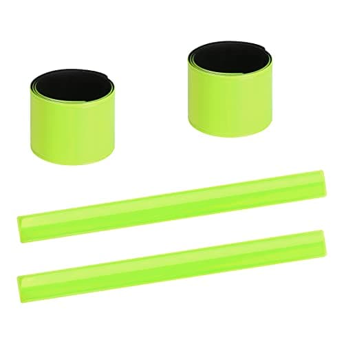 Image of URAQT Reflector Strips, 4 Pcs Reflective Snap Band, Highly Reflective Wearable Wrist/Ankle Bands, Snap Safety Armbands for Cycling, Running, Adults, Children (Green)