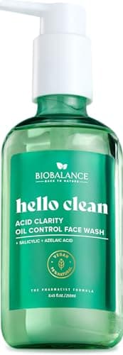 Image of BioBalance Hello Clean Acid Clarity Oil Control Face Wash | Clears Pores & Minimises Shine | Regulates Sebum Production | Removes Impurities & Excess Oil | Oily & Greasy Skin | Clear Complexion