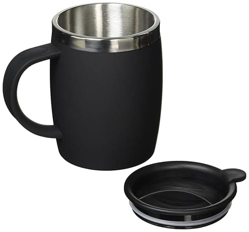 Image of ThermoCafé by Thermos 105102 Desk Mug, Stainless Steel/Plastic, Soft Touch Black, 14 x 9 x 12 cm, 1 Count (Pack of 1)