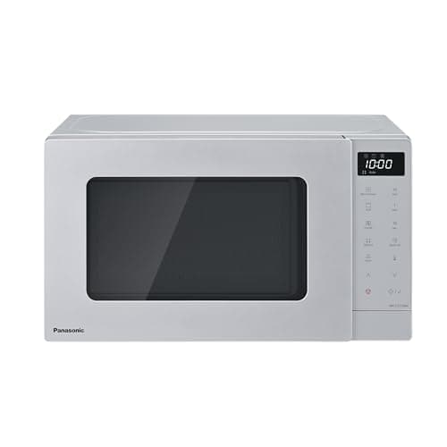 Image of Panasonic NN-GT23QMBPQ 20L Grill Microwave Oven with Glass Tray & Wire Rack, 800W, 1000W Grill, LED Display, Auto Defrost, 9 Auto Programmes, Timer, Silver