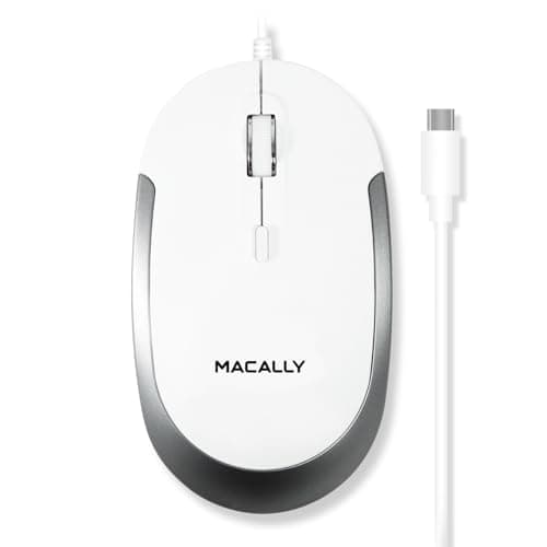 Image of Macally USB-C Mouse for Mac & Windows, 3 Buttons and Scroll Wheel, USB Type-C Ambidextrous Design, Compact Wired Mouse with Optical Sensor and DPI Switch
