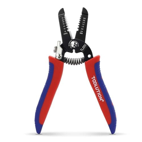 Image of TOOLUTION Small Wire Strippers and Cutters for 10-22 AWG, Handheld Electrical Wire Stripping Tool Set with Spring-Loaded Pliers and Safety Lock for Low Voltage Wires