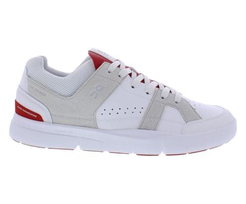 Image of On Men's The Roger Clubhouse Sneakers, White/Red-White, 9.5 UK