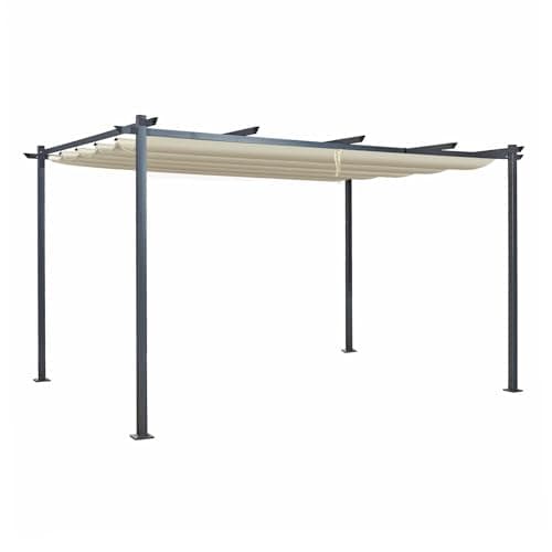 Image of Oseasons Acorn Aluminium 4m x 3m Rectangular Pergola in Creamy White - Large Minimal Modern Outdoor Garden Pergola Gazebo with Weather Resistant Frame
