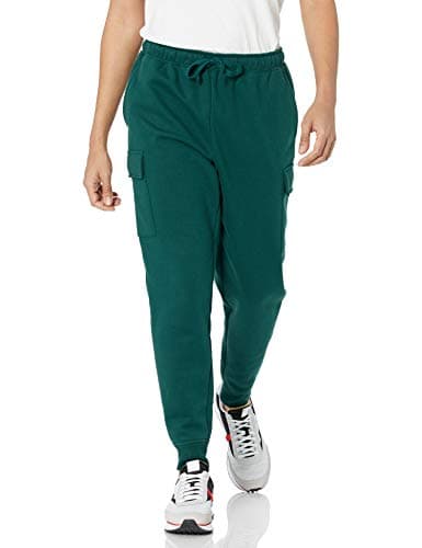 Image of Amazon Essentials Men's Relaxed Fit Cargo Fleece Jogger Sweatpant, Dark Green, M