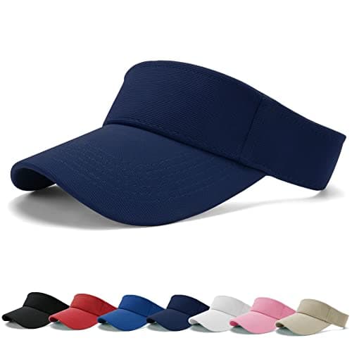 Image of BLURBE Sun Visor Cap - Women Ponytail Baseball Cap, Sport Outdoor Plain Visor Hat, Adjustable Twill Golf Tennis Hats Navy