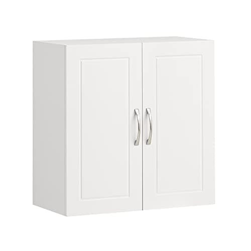 Image of SoBuy Bathroom Wall Cabinet Mounted Storage Unit with Adjustable Shelf and Door Small Slim Bathroom Cupboard for Towel & Toiletries, Ideal for Mirror Cabinet Replacement White 60x30x60 cm FRG231-W