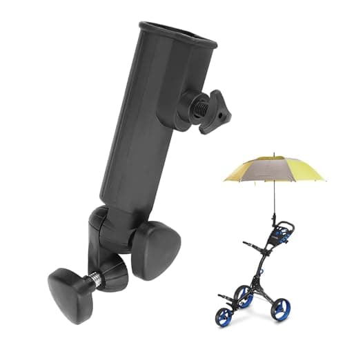Image of Qinsky Golf Umbrella Holder,Golf Push Cart Umbrella Holder Adjustable Trolley Cart Umbrella Holder Plastic Golf Push Trolley Umbrella Holder Black for Golf Push Cart Handles Bicycle Stroller