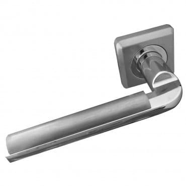 Image of Jedo JV3002PC/SC Athena Door Handle Lever on 50mm Rose Polished Chrome / Satin Chrome
