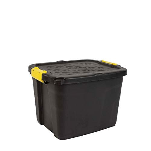 Image of Heavy Duty Plastic Storage Boxes with Locking Lid, Black, 24L, 42L or 60L, Water Resistant, Indoor Storage (42 Litre)
