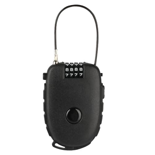 Image of Cable Lock with 4-Digit Combination Lock, Cable Combination Padlocks with 130cm Retractable Cables, for Bike Luggage Helmet Ski Locks