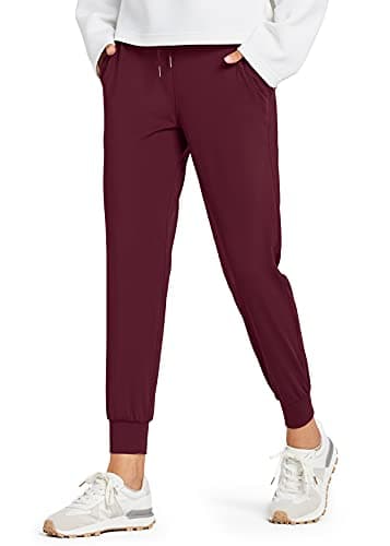 Image of Libin Joggers for Women Tracksuit Bottoms Ladies Yoga Pants Lightweight Jogging Sweatpants Running Sports Cuffed Trousers Womens Track Pants Burgundy M