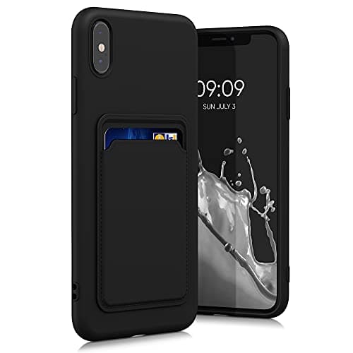 Image of kwmobile Case for Apple iPhone XS Max Case with Card Holder - Soft Cover - Shockproof TPU Material - Wireless Charging - Black