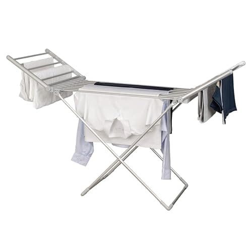 Image of Status 230W Heated Winged Clothes Airer, Foldable Aluminium Electric Drying Rack with 20 Rails and 94cm Wingspan, Low-Energy Indoor Laundry Dryer Stand, Silver (AHCA-230W1PKB)