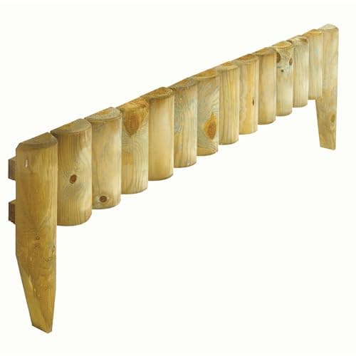 Image of AJ Wooden Garden Fence Log Roll Border Edging, 1M, Natural, Decorative Lawn Edging, Picket Fence