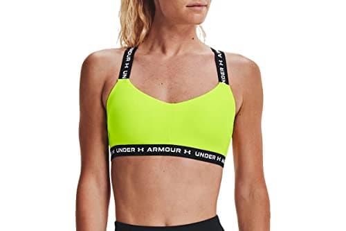 Image of Under Armour Women's Crossback Low Bra , High-Vis Yellow (731)/White , Small